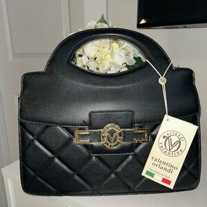 Valentino Orlandi Black Quilted Satchel